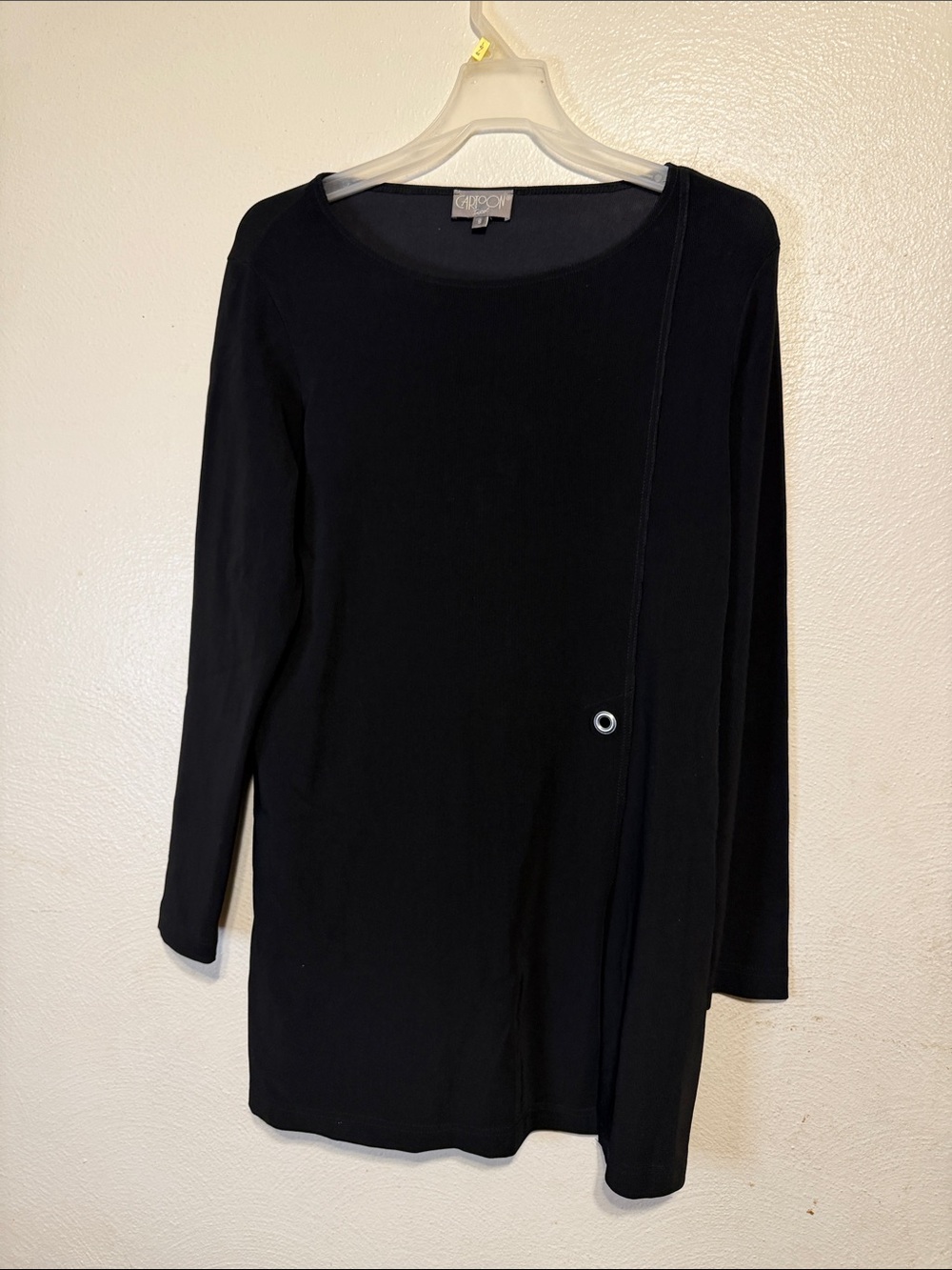 Cartoon Tricot Black Long-Sleeve Asymmetric sweater tunic